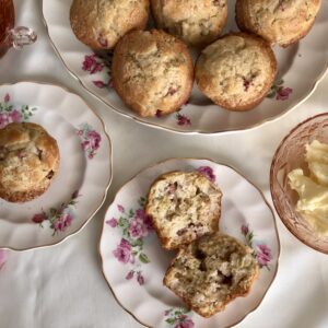 A plate of warm Anything Goes Fruit Muffins