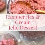 a bowl of Raspberries and Cream Jello Dessert