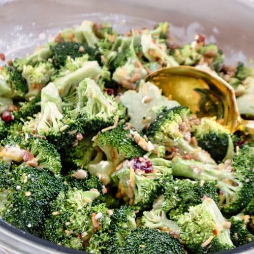 A large bowl of Easy Broccoli Salad